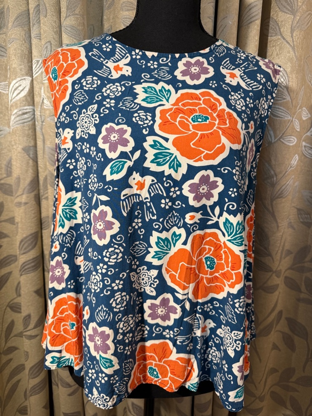 Old Navy Floral Tank Top - Blue and Orange